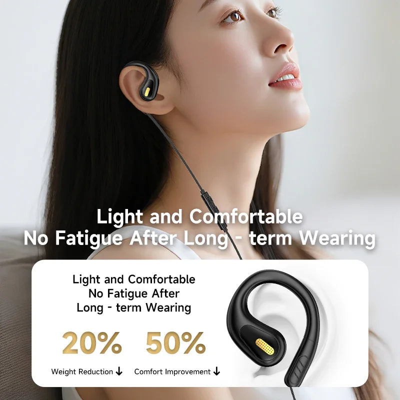 YTOM A13 TYPE C 3.5mm Wired Earphone Open Ear Headphones Bass Stereo Game Music Earplugs Noice Cancelling earbuds PK AK6 EDX