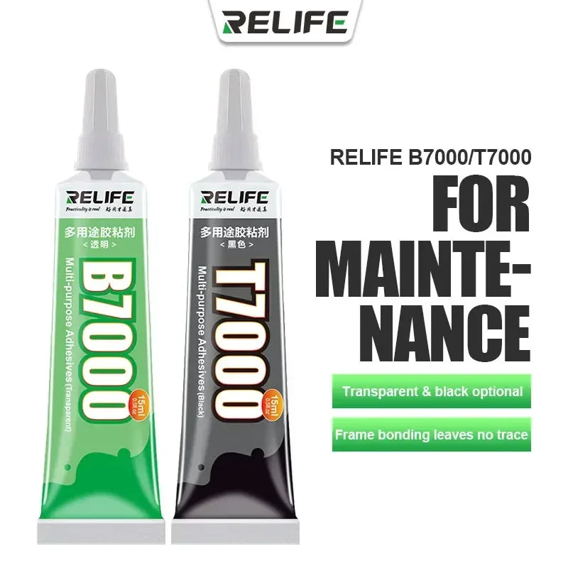RELIFE 15ML T-7000 B-7000 Multipurpose Transparent Black Adhesive for Mobile Phone Border LCD Display Back Cover Repair Tools