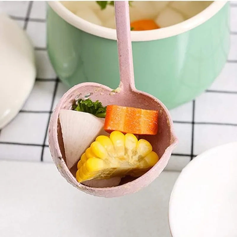 2-in-1 Soup Spoon, Long-handled Spoon Plastic Colander Filter Tableware Room Spoon Plastic Kitchen Accessories