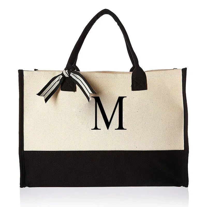 Tote Bag Fashion Canvas Totes Letters Flower Portable Beach Shoulder Shopping Casual Beach Bag Large Capacity Handbag  Wholesale