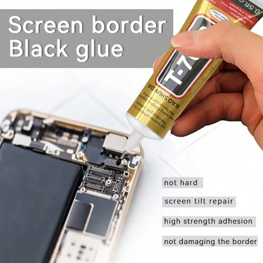 T7000 Black Contact Cellphone Tablet Repair Adhesive Glue - 15ML 25ML 50ML 110ML With Fine Needle Tip For Screen, Frame, LCD Sea