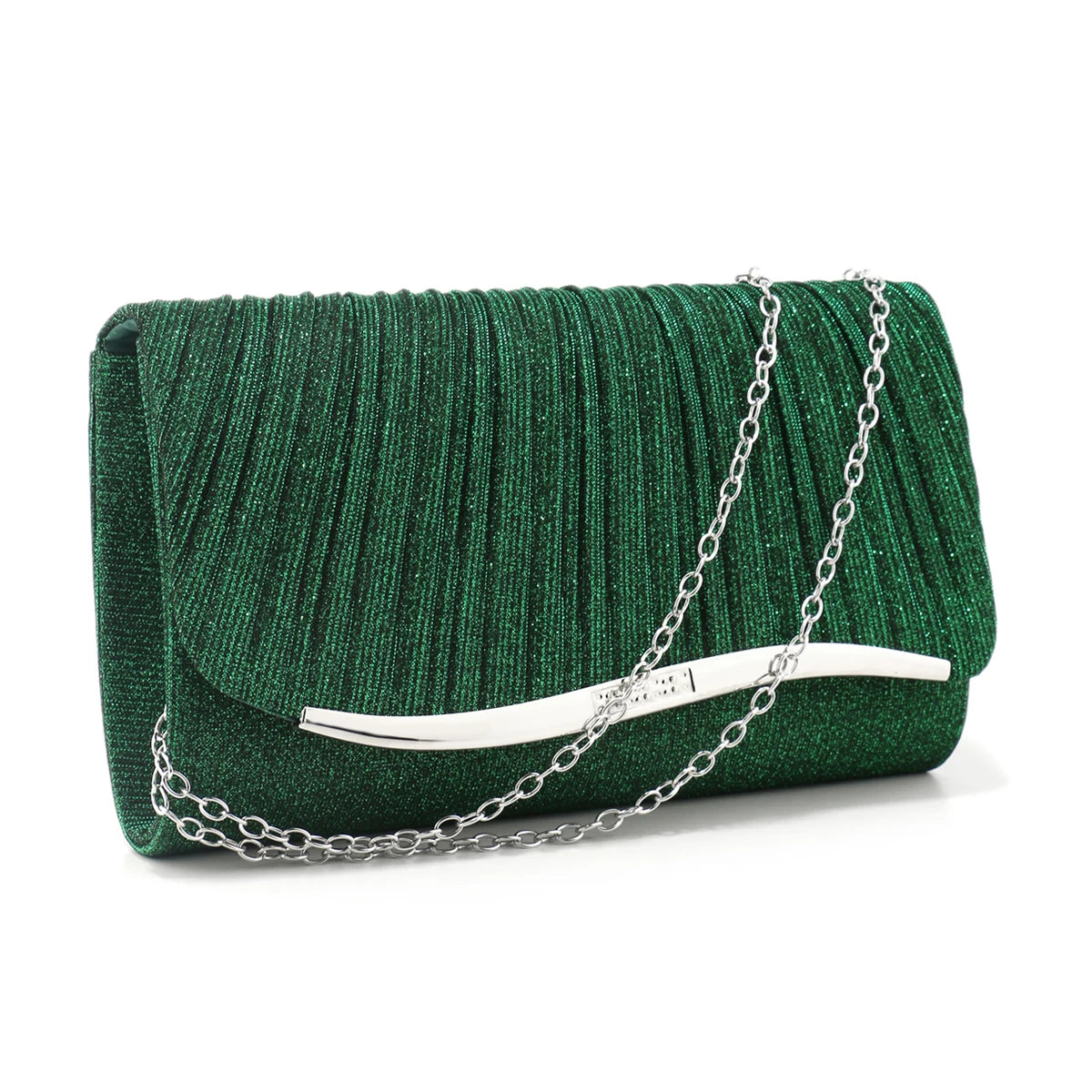 Purple Color New Color Ruched Women Evening Bags Glitter Fashion Envelope Design Cover Handbags With Shoulder Purse Clutch Purse