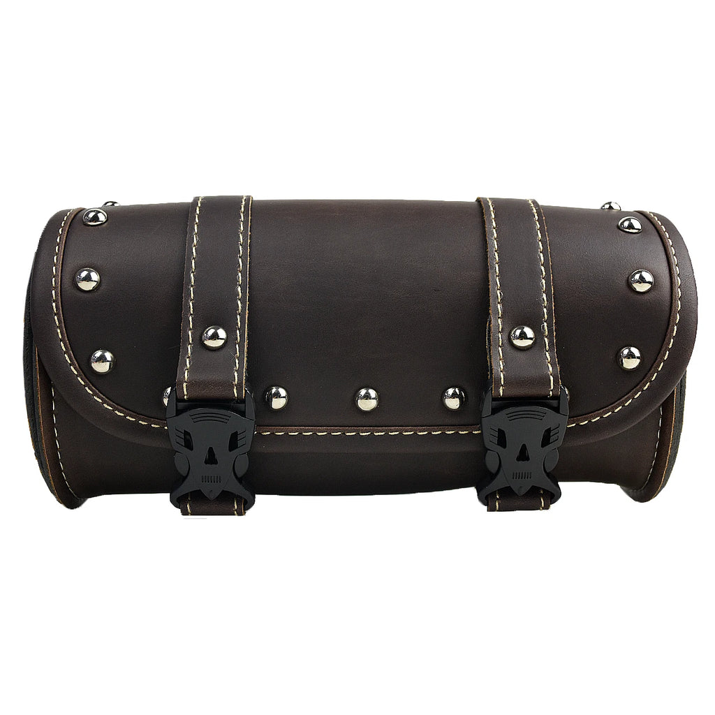 Motorcycle Fork Saddle Bags Leather Waterproof Tool Roll Barrel Bag Saddlebags Storage For Harley Sportster Touring Dyna Softail