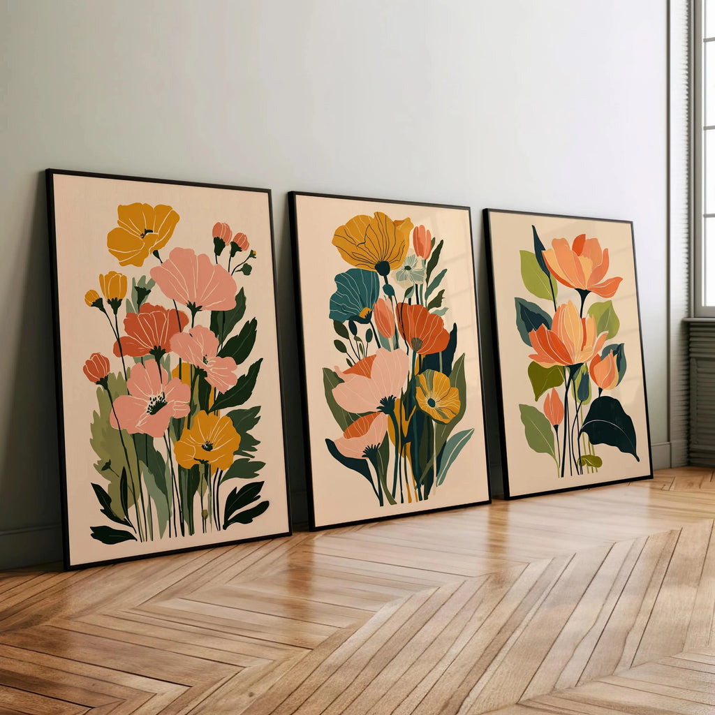 Bohemian Abstract Floral Canvas Printing Spring Wildflower Plant Wall Art Posters for Modern Living Room Bedroom Home Decor