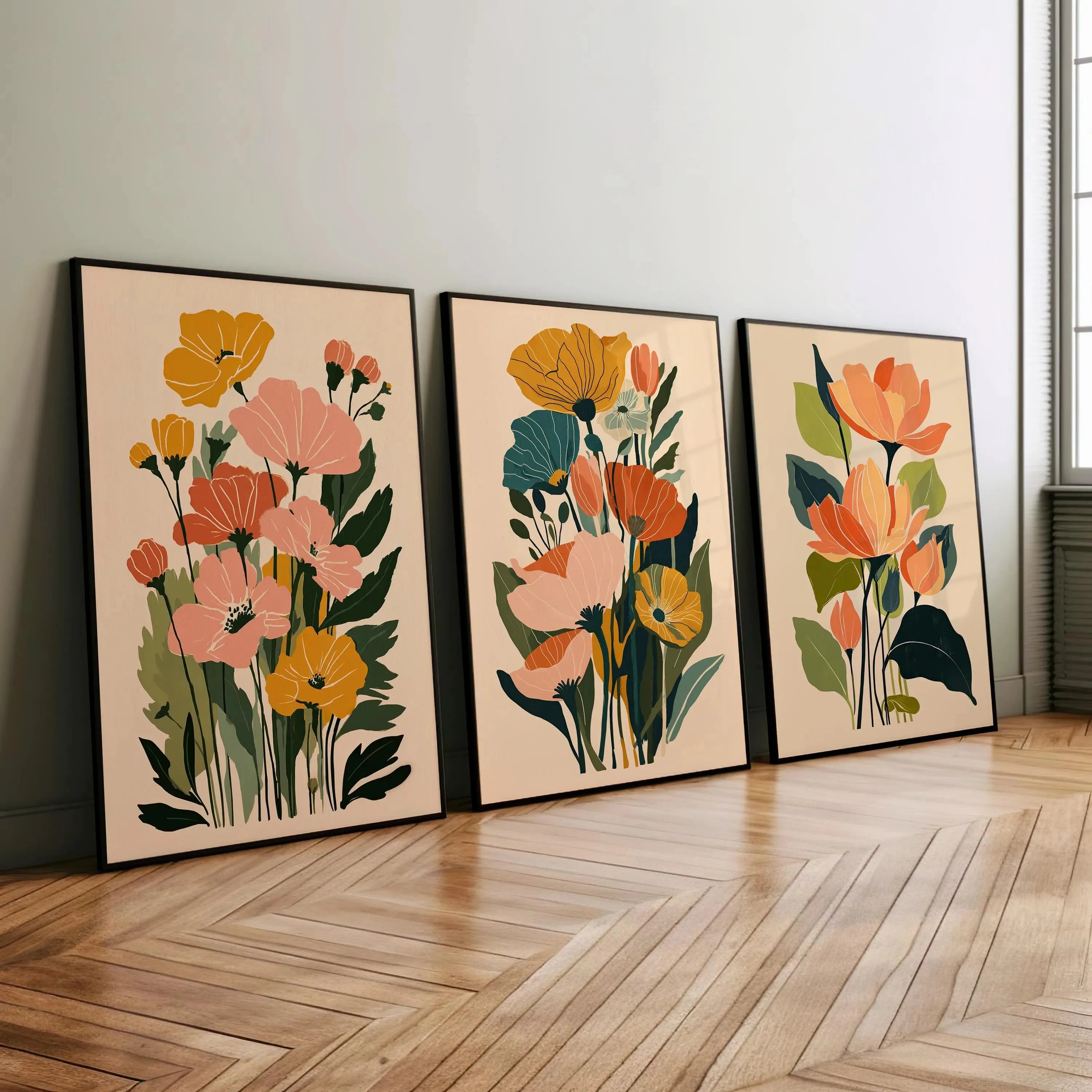 Bohemian Abstract Floral Canvas Printing Spring Wildflower Plant Wall Art Posters for Modern Living Room Bedroom Home Decor