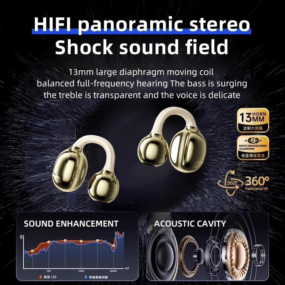 Wireless Headphones Fone Bluetooth Headset With Mic Handsfree Noise Canceling Earphones Clip Ear Music  Sports Gaming Earplug