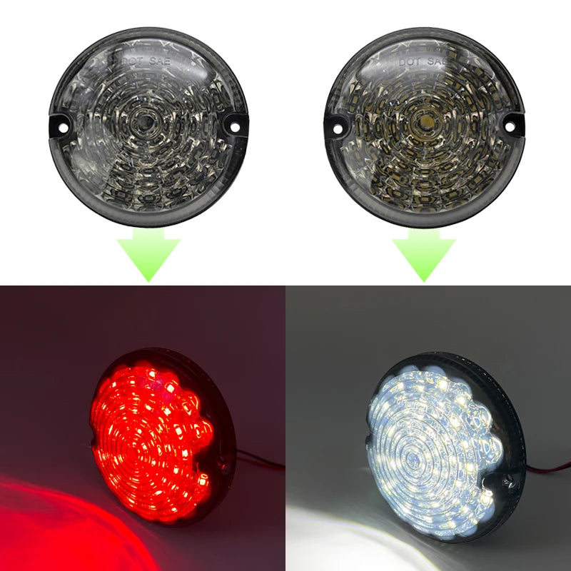 2Pcs 95mm Round Smoked Lens Tail Red Fog Light White Reversing Light For Land Rover Defender 2001-2016 Defender Cabrio 1990-2016