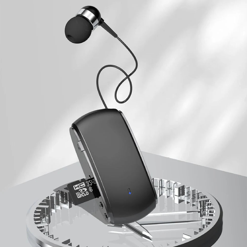 K68 Multi-functional Retractable Cable Bluetooth Headset Sports Headset with Card Recording MP3 Lavalier Headset