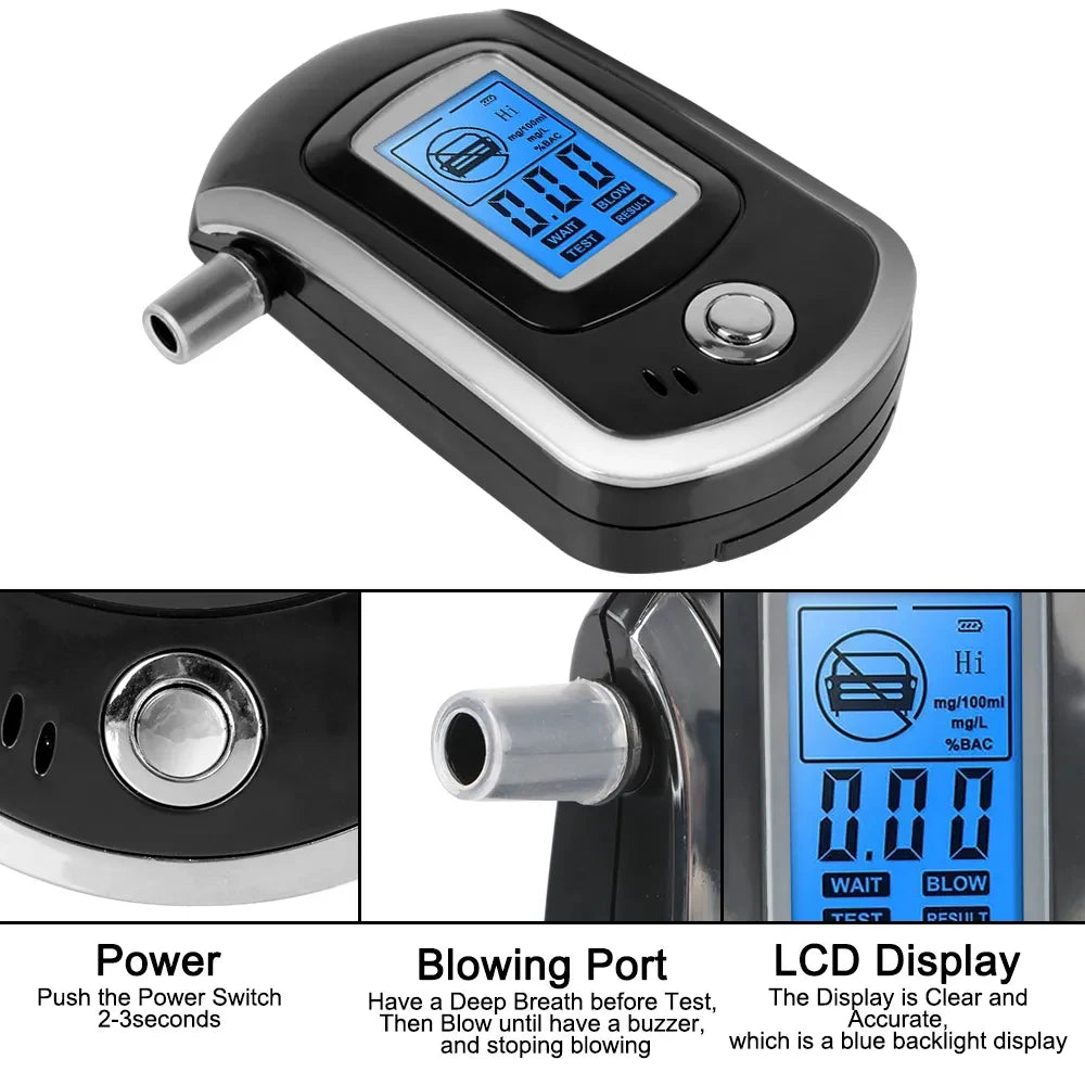 1pcs Handheld Digital Alcohol Detector Breathalyzer Mini Professional Alcotest LCD Screen Safety Alcohol Breath Tester Display