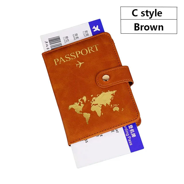 Soft PU Leather Multi Slot Passport Cover with Airplane Logo Snap Closure SIM Card Holder Travel ID Document Ticket Wallet