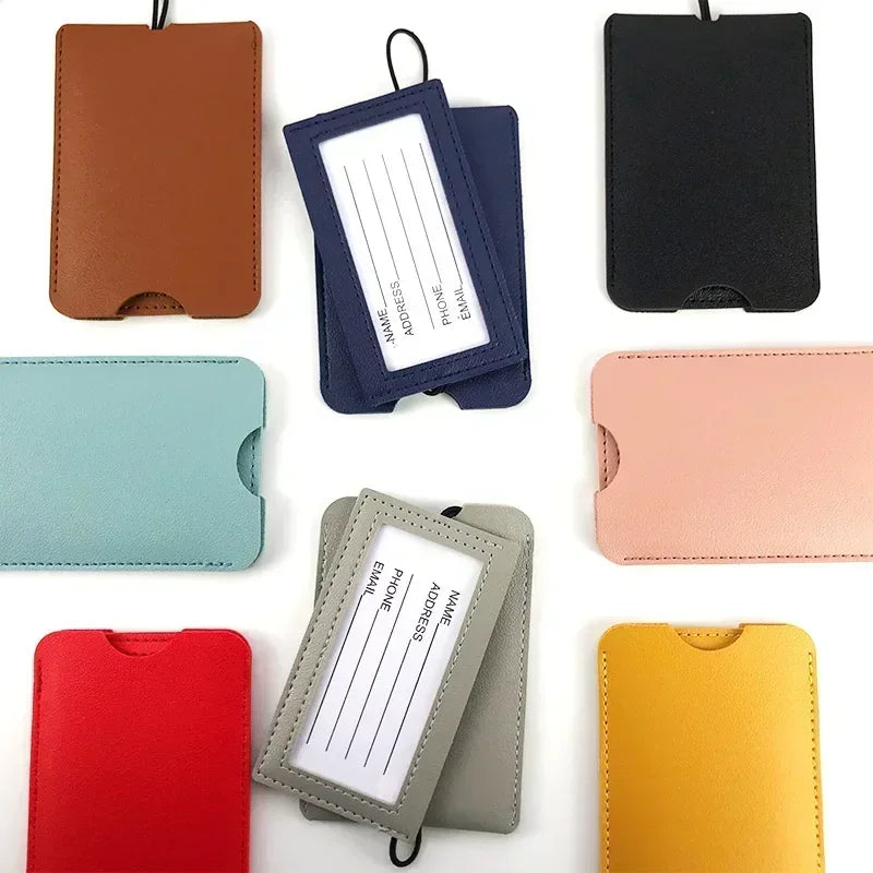 Fashion Pu Leather Multicolor Luggage Tags Women Suitcase Bag Name ID Address Holder Baggage Label Travel Accessories