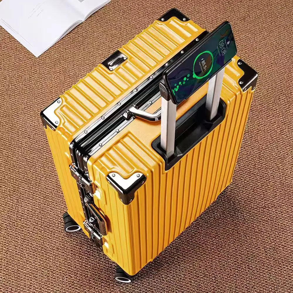 【drop deal】aluminum frame suitcase with 108 rivets, luggage 20-28 inches in size,carry on size  featuring silent all-terrain wheels, a cup holde