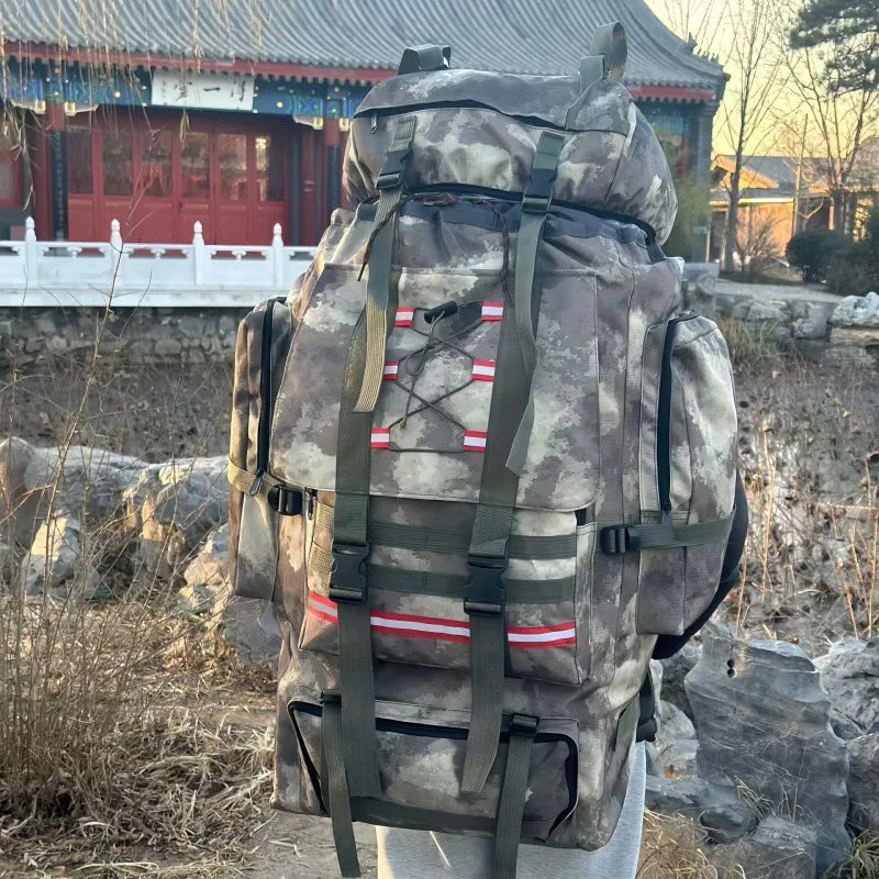 130L Hiking Camping Backpack Travel Large Luggage Bag Trekking Outdoor Sports Pack Molle Trekking Rucksack with Reflective Strip