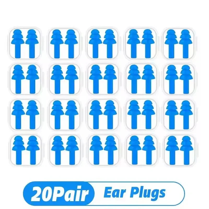 1-20Pairs Waterproof Silicone Ear Plugs Noise Cancelling Sleeping Swimming Earplugs Reusable Comfortable Hearing Protection