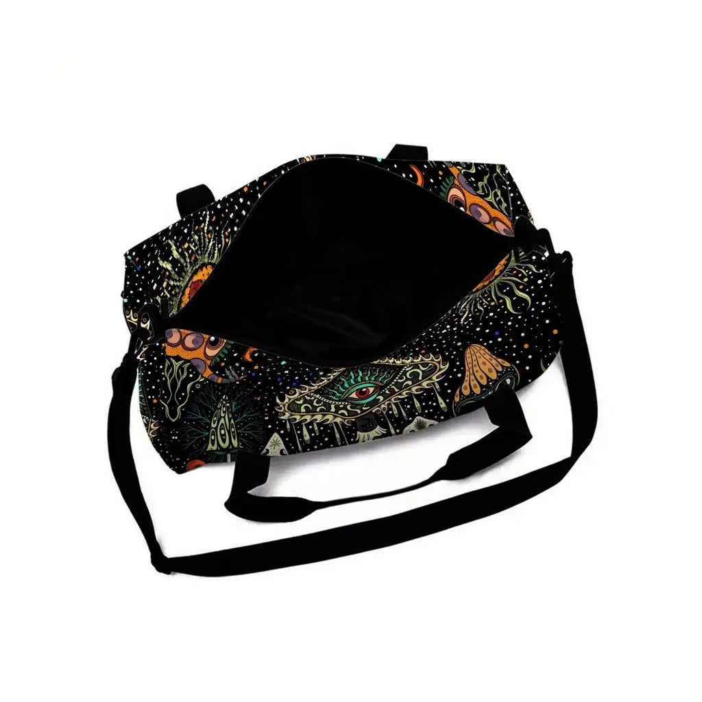 Bohemian Mushroom 2D Flat Cartoon School Travel Bag Large Capacity Zipper Luggage Bag Best Gift for Boys Girls Fashion Style