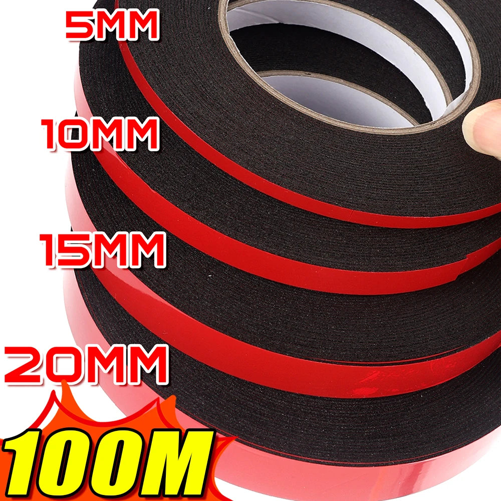 5/10/15/20MM Double-Sided Black PE Tape Red Film Foam Sponge Strong Adhesive Wall Mounting Tapes Traceless Sticker Length 10M