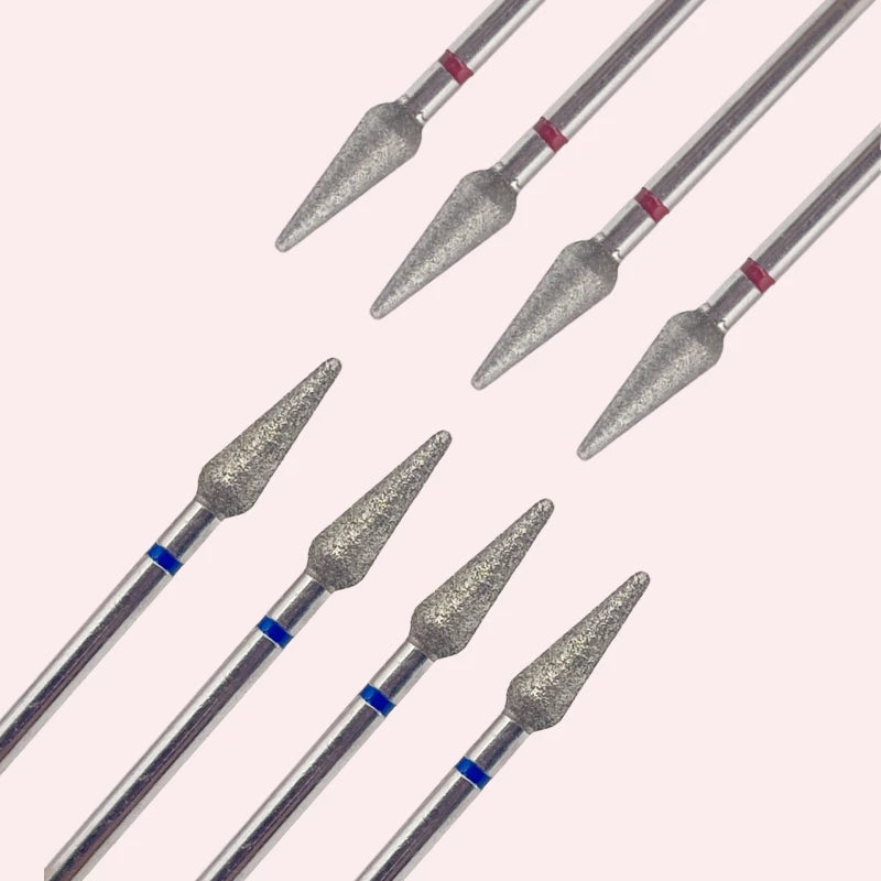 8pcs Professional Diamond Cuticle Clean Nail Drill Bits Set - Safety Rotary Stainless Steel for Russian Nail Manicure Accessory