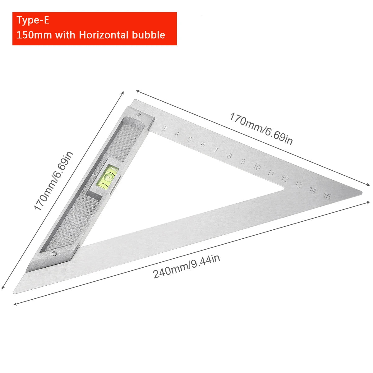 200/250/300mm Aluminum Square Ruler Right Angle 90 Degree Turning Rule Woodworking Measuring Tool Angle Square Carpenter Ruler