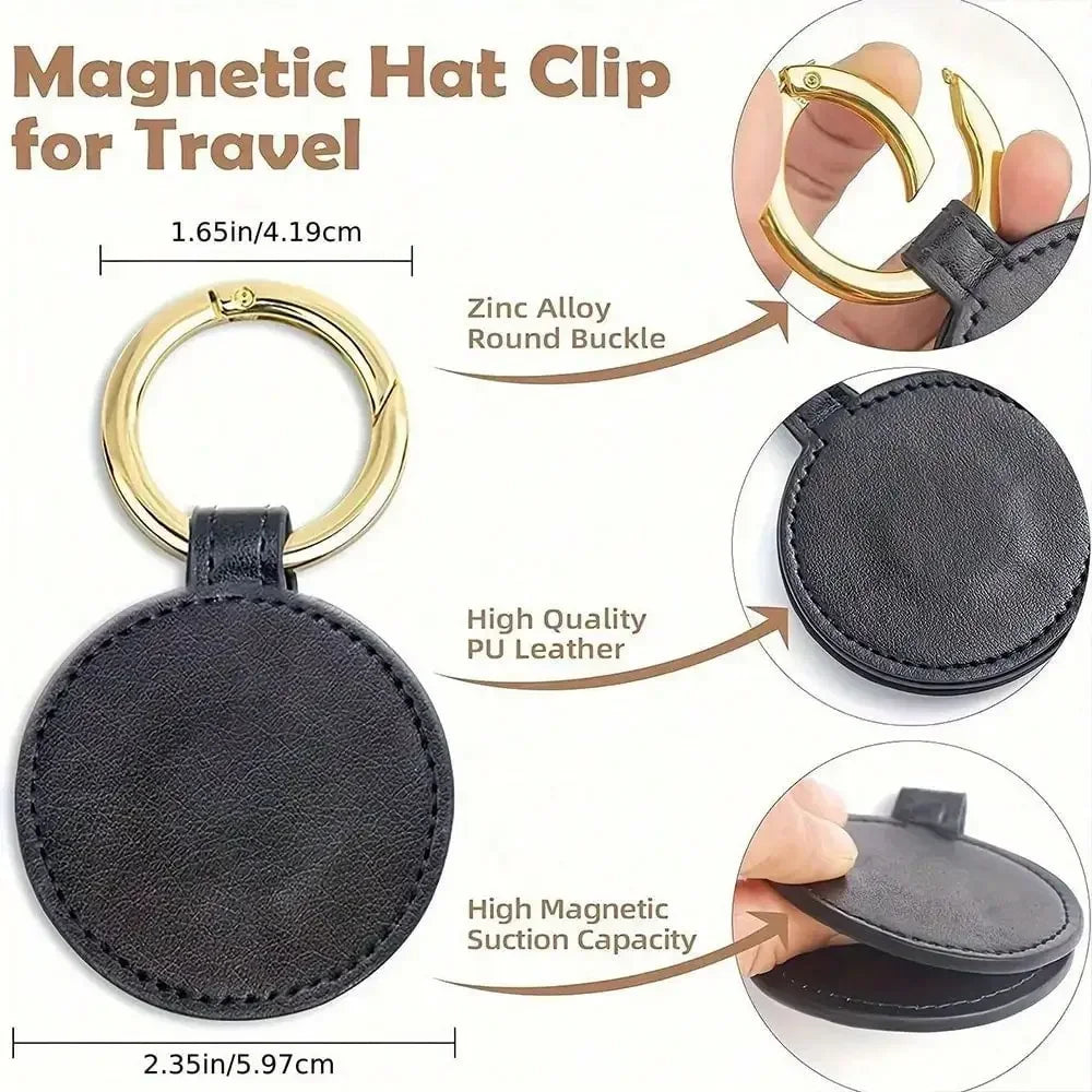 NYXIA Strong Magnetic Hat Clip for Backpack Luggage Travel Outdoor PU Leather Accessories College Students Men Women Unisex