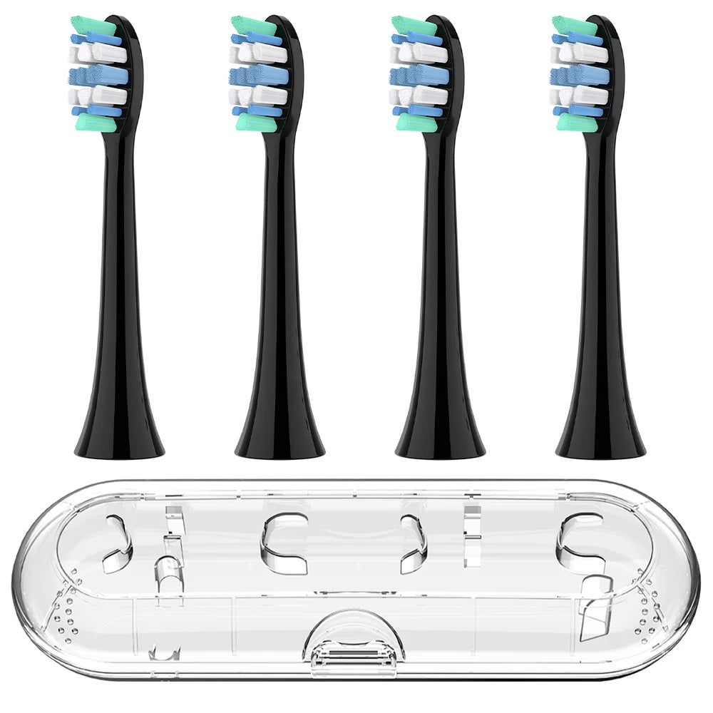 Clear Toothbrush Travel Box and 4pcs Replacement Brush Heads Compatible with Philips Sonicare Electric Toothbrush, for 4100 5900