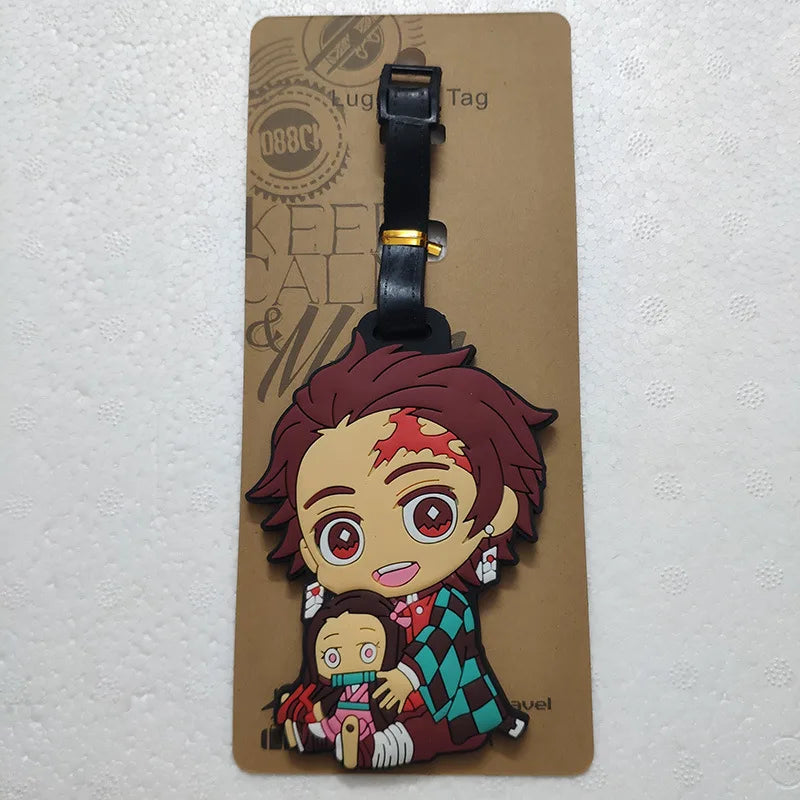 Anime Demon Slayer Luggage Tag Travel Portable Baggage Boarding Label Silica Gel ID Addres Holder Luggage Individuality Tags