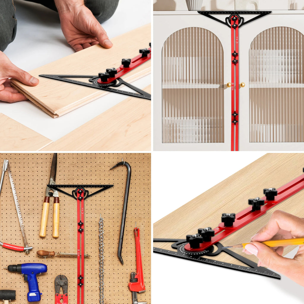 Stair Tread Template Tool Double Solid Nut Locking Stair Measuring Tool Easy to Use Stair Measuring Ruler for Risers and Shelves