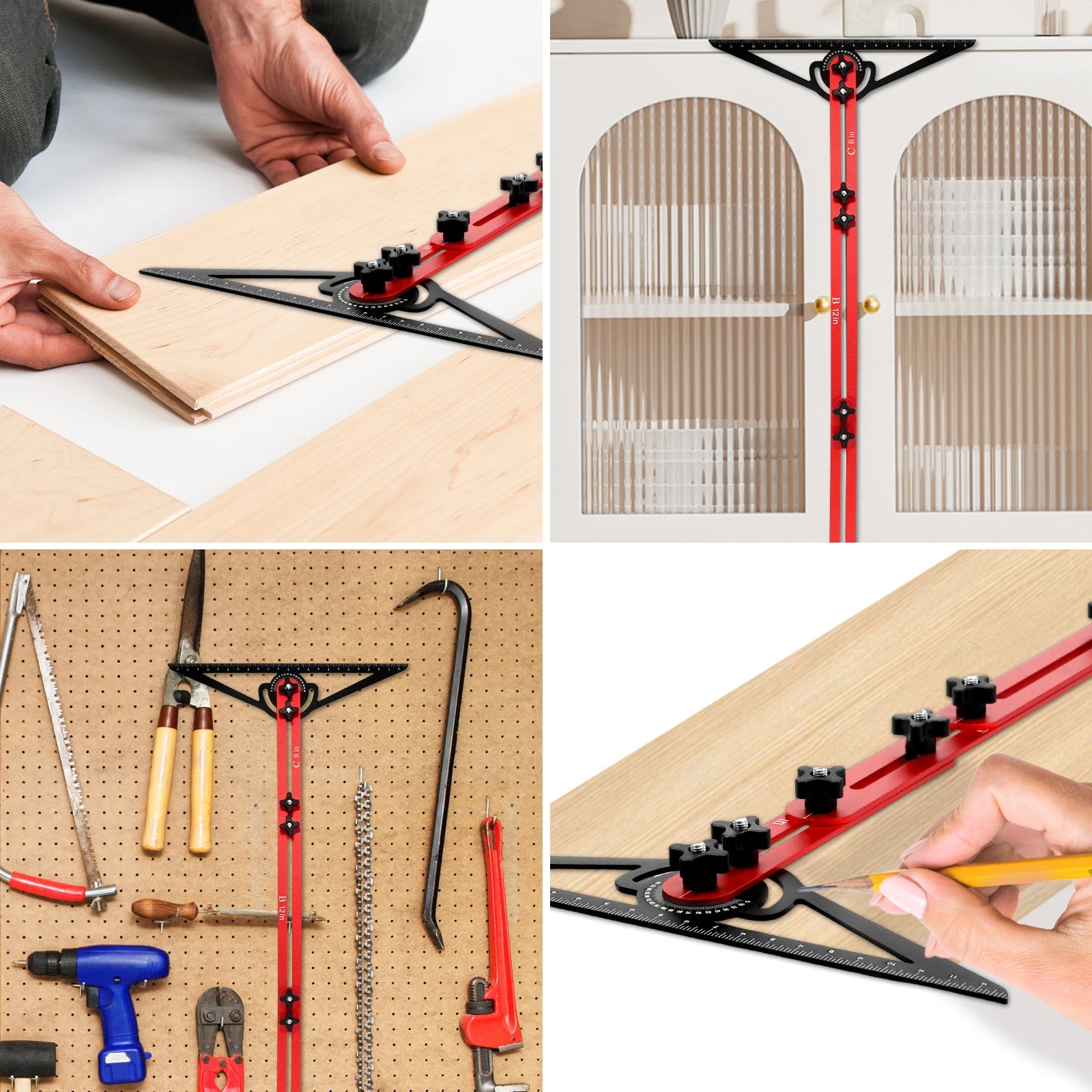 Stair Tread Template Tool Double Solid Nut Locking Stair Measuring Tool Easy to Use Stair Measuring Ruler for Risers and Shelves