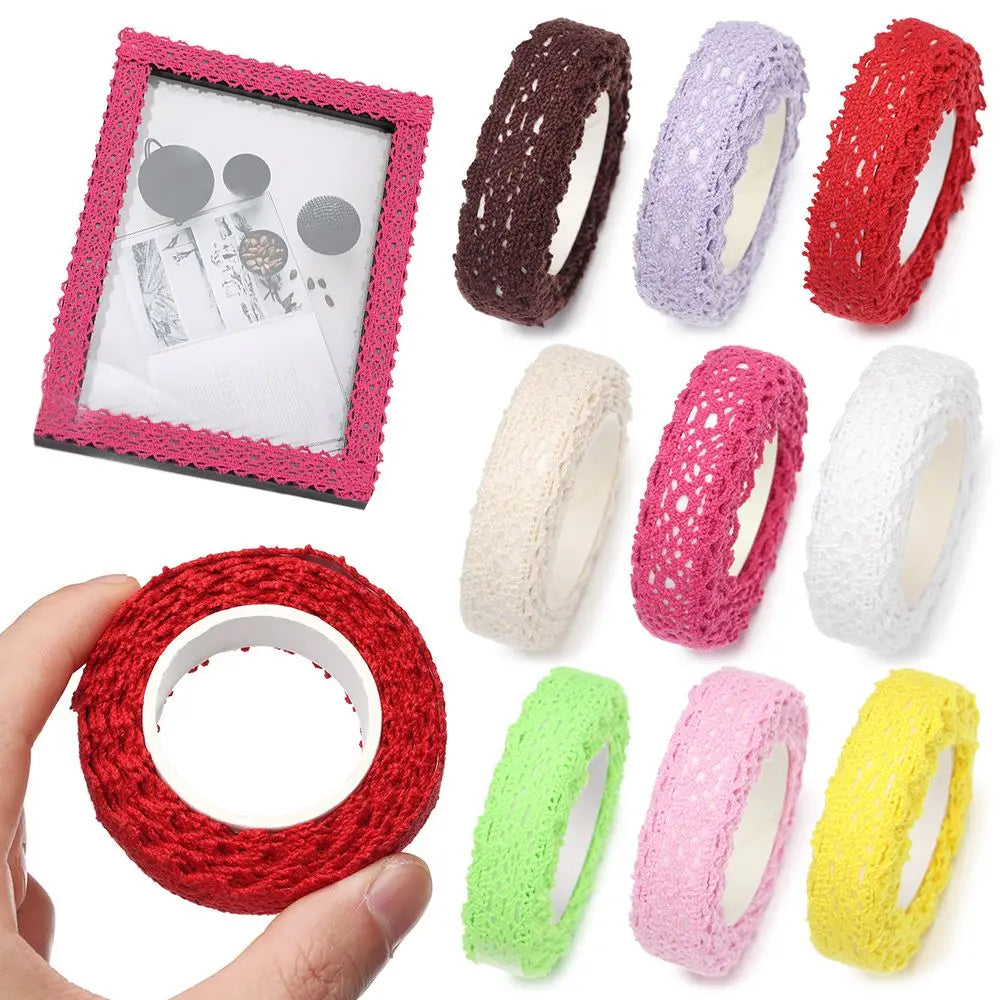 2Yards/pc Wedding Decor DIY Craft Self-adhesive Lace Fabric Trim Trimming Ribbon Cloth Tape Lace Tapes Sticker