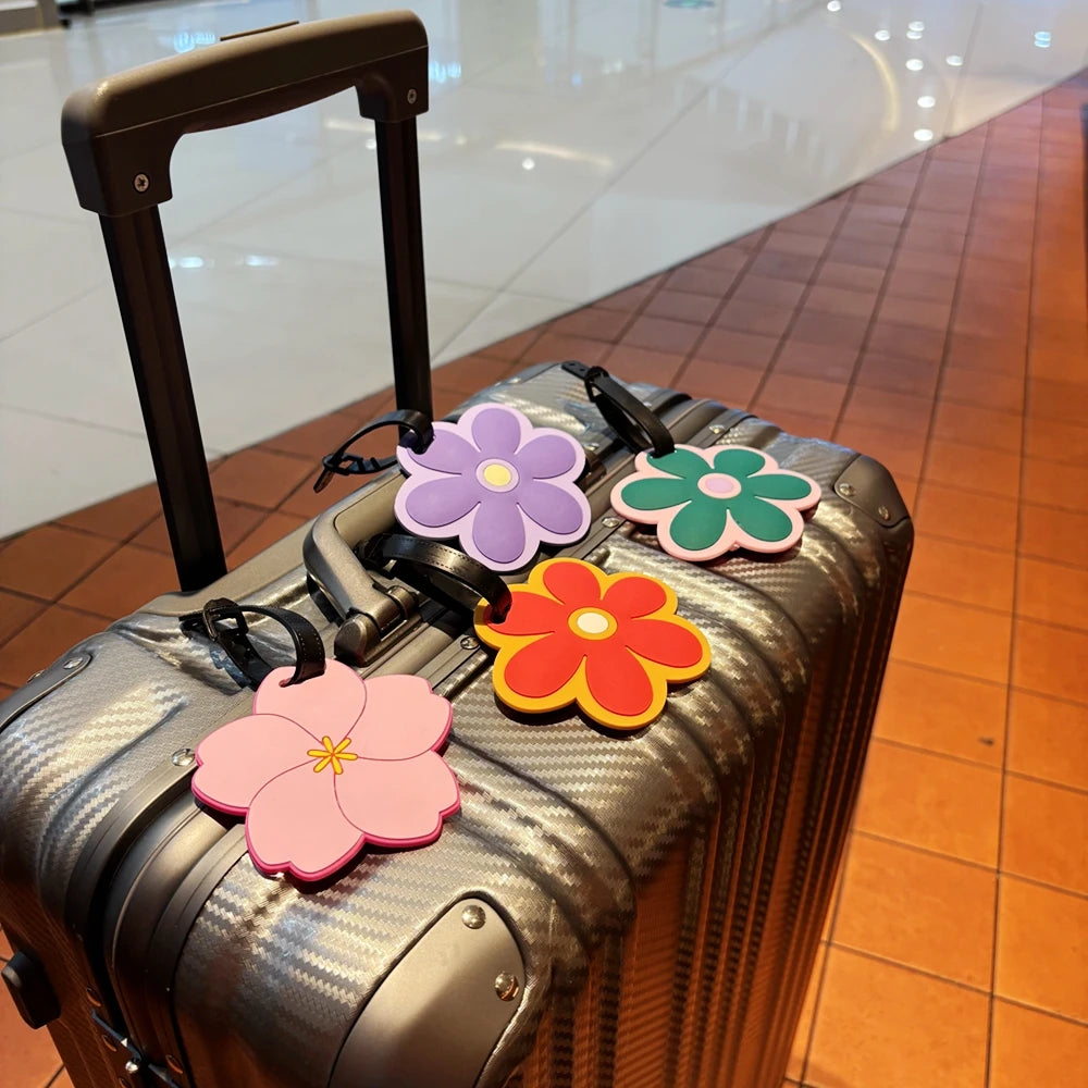 1Pc Flower Luggage Tag Pendant Baggage Anti-Loss Name Tag Bag Accessory with Customizable Information for Luggage Accessories