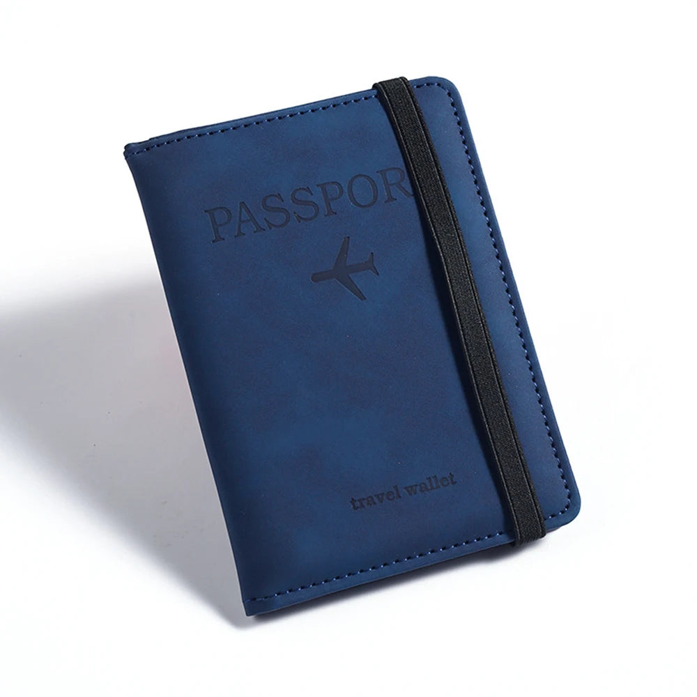 Customized Name PU Men's RFID Passport Holder 2-Style Envelope, Airplane Pattern Printed Anti-Theft Passport Wallet, Minimalist