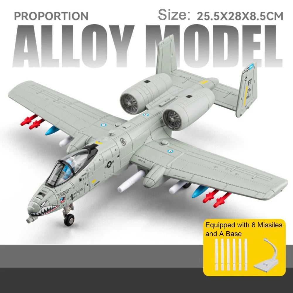 1:32 A-10 Thunderbolt II‌ F-14 Fighter Model Toy Foldable Wheels Metal Body Airplane Sound Light Models Gifts for Children