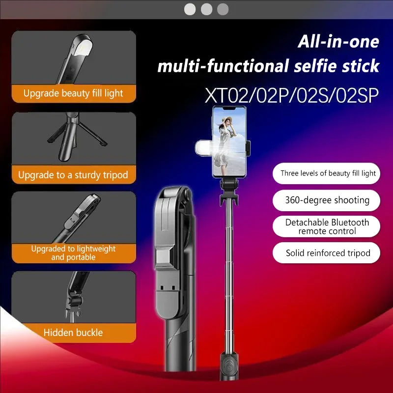 Portable Mini Selfie Stick Tripod Rotating Extendable Bluetooth Control Phone Stand for Travel Universal Mobile Phone Holder