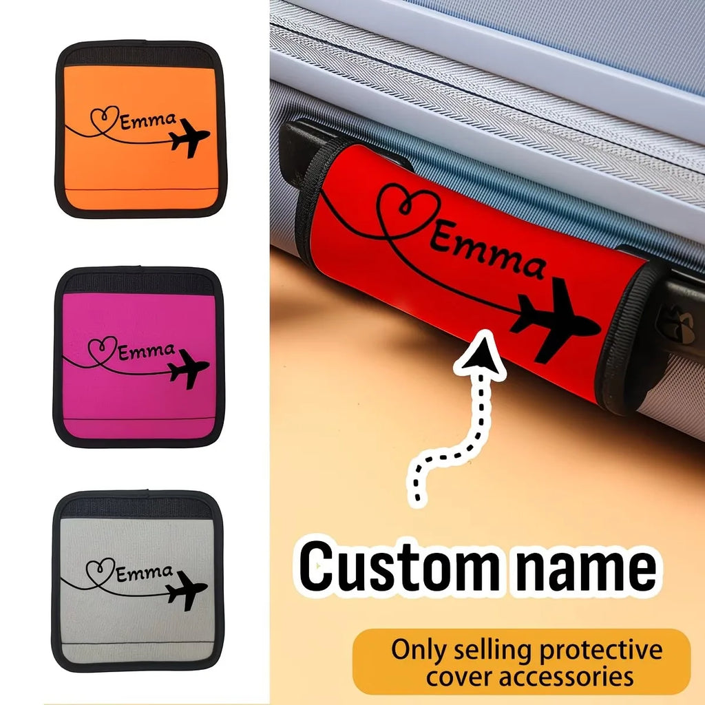 Custom Cover, Airplane Heart-Shaped Pattern Luggage Pole Cover, Custom Text Luggage Pole Cover, Personalized Holiday Gift