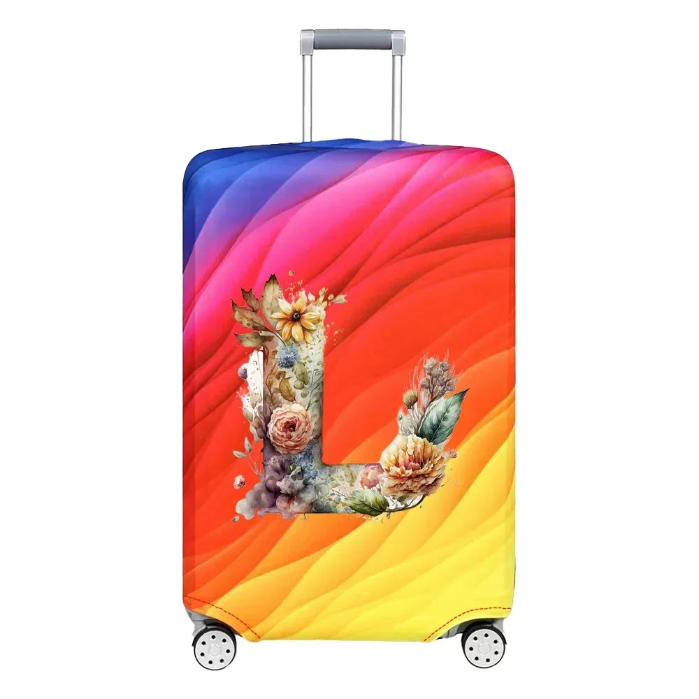 Luggage Cover Stretch Fabric Suitcase Protector Baggage Case for18-32 Inch Suitcase Case Floral Letter Series Travel Organizer