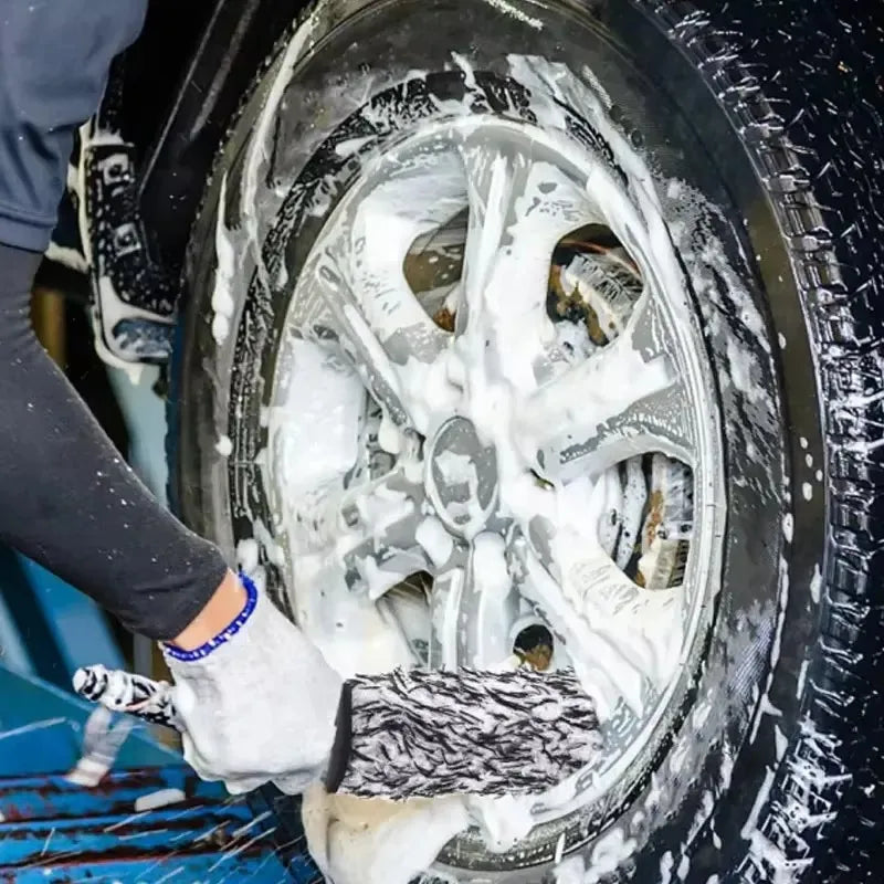 Car Wash Brush Microfiber Wheel Brush Cleaning Gloves Non-Slip Handle Plush Rims Spokes Wheel Washing Brushes Car Accessories