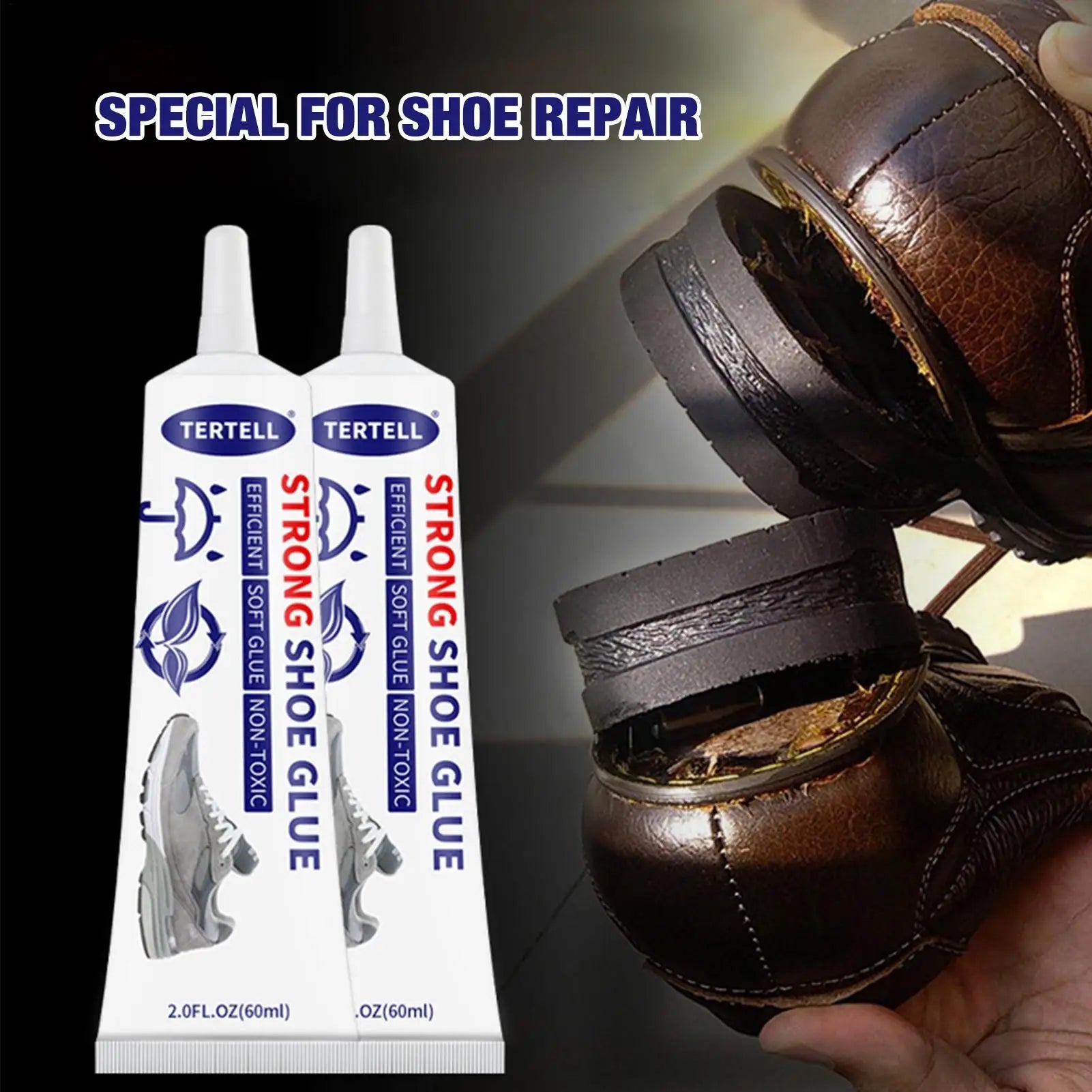 60ml Super Strong Shoe-Repairing Adhesive Waterproof Fast Cure Elastic Bond Universal Sealant Extreme Weather Shoe Glue Repair