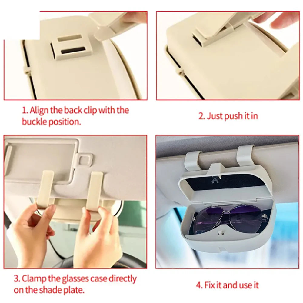 Multifunctional Car Sun Visor Glasses Box Portable Sunglasses Holder Driving Eyeglass Case Auto Storage Cars Interior Accessorie