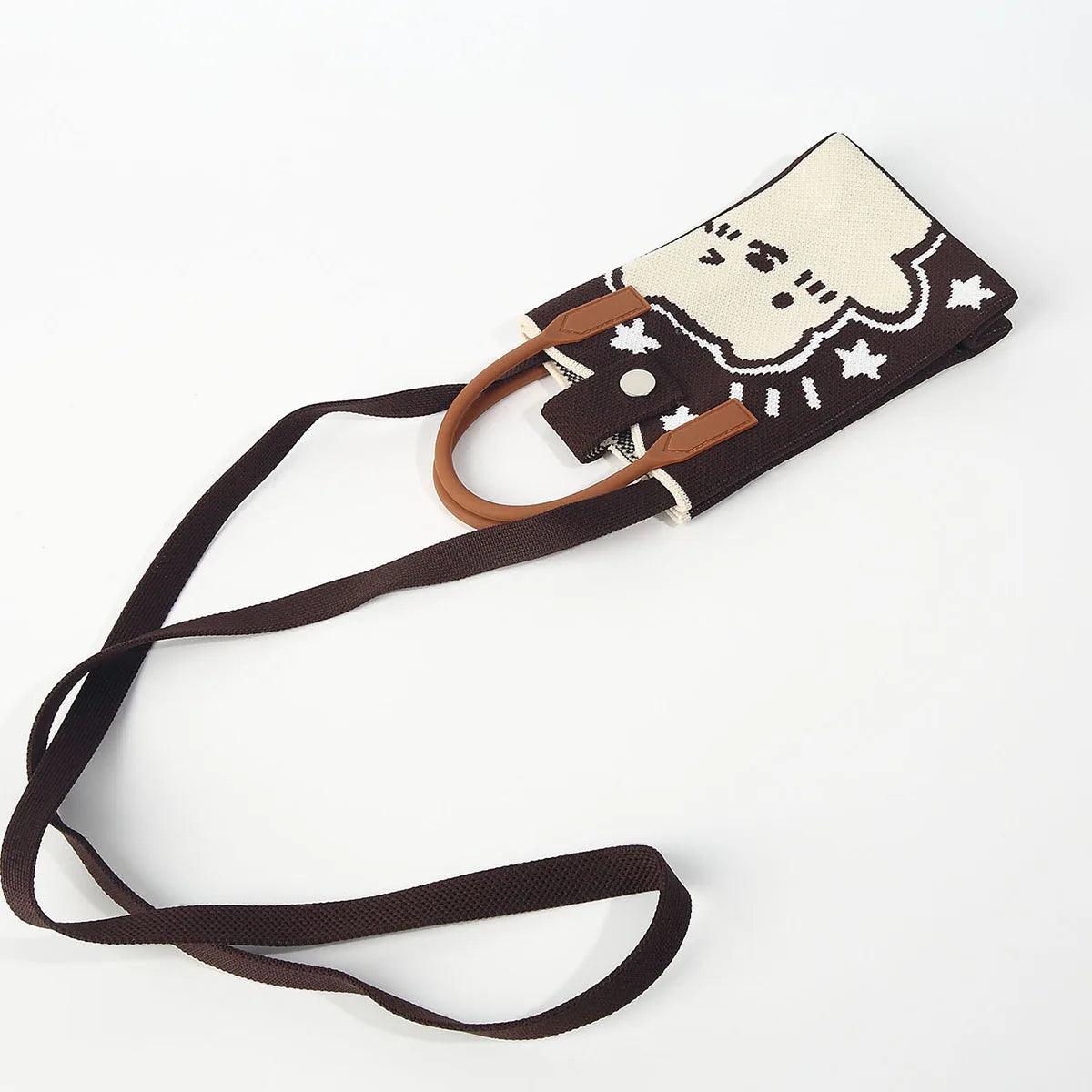 Cute and Cute Bear Knitted Satchel Cross-Body Mobile Phone Bag, Soft and Lightweight Cotton-Filled Satchel, Easy to Carry, Suitable for Commuting, Traveling and Shopping, Carrying Mobile Phones, Keys, Change and Other Small I