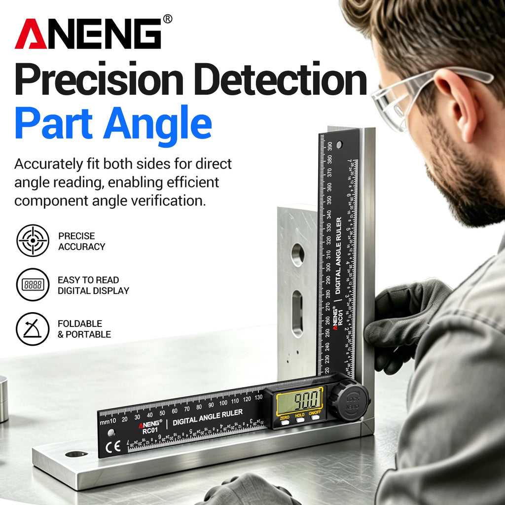 ANENG RC01 Digital Protractor Angle Finder Goniometer 0.1° Resolution ±1% ±0.5° Accuracy 0.0°-999.9° Woodworking Measuring Tool