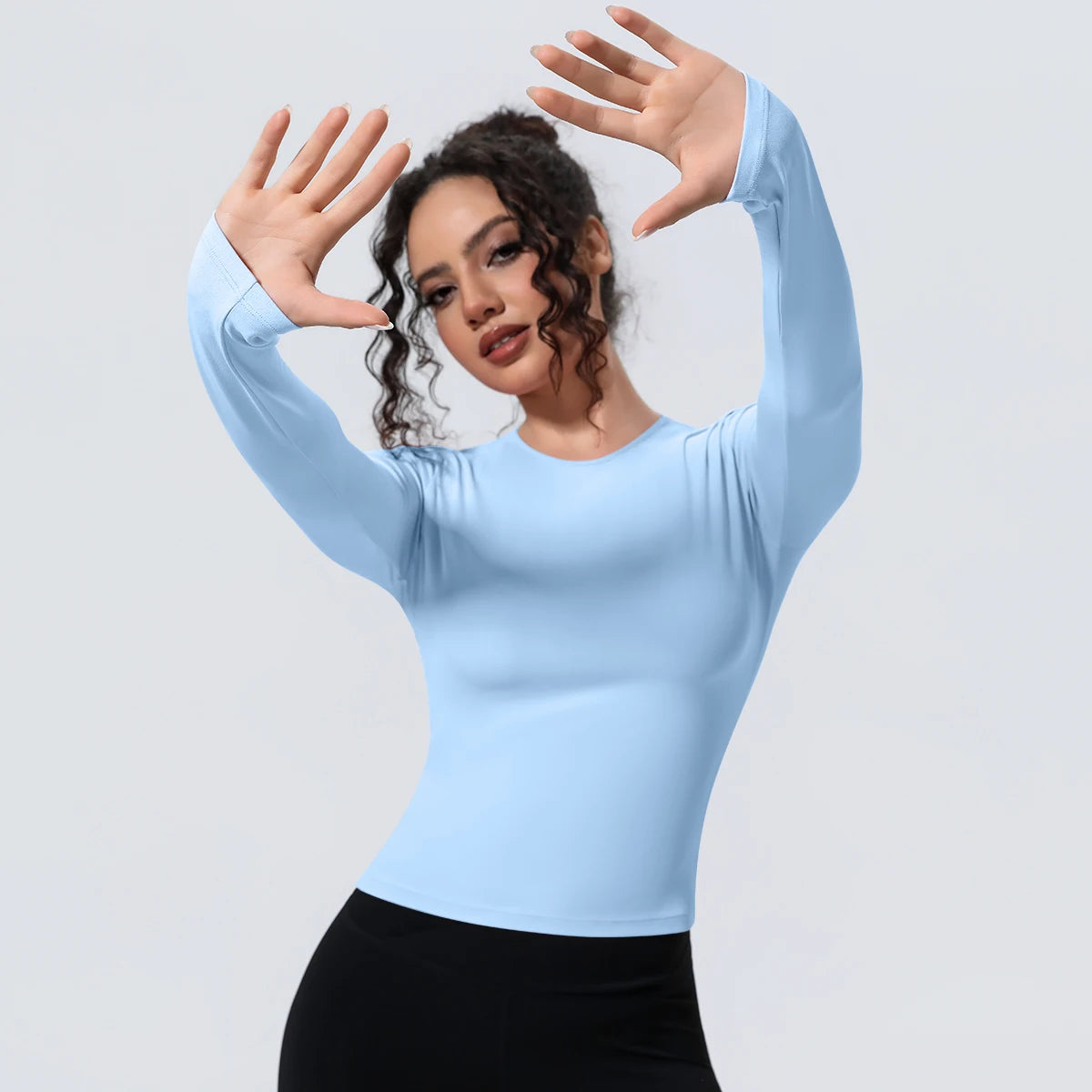Woman's Yoga Long Sleeved Gym Sports Running Top Slim Breathable Soild Color Fitness Top Running Shirts Gym Top Yoga Sport Top