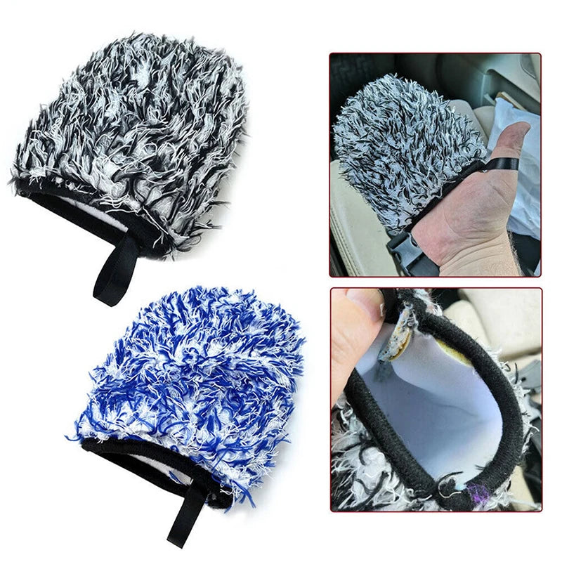 Super Soft Car Microfiber Wheel Detailer Wash Glove Thickening Two-sided Car Detailing Pocket Mitt Car Wash Products