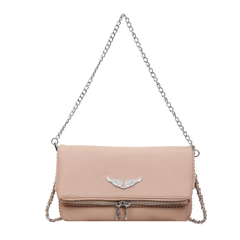2026 New French Style Chain Clamshell Crossbody Bag Classic Versatile Shoulder Messenger Bag for Women with Wristlet