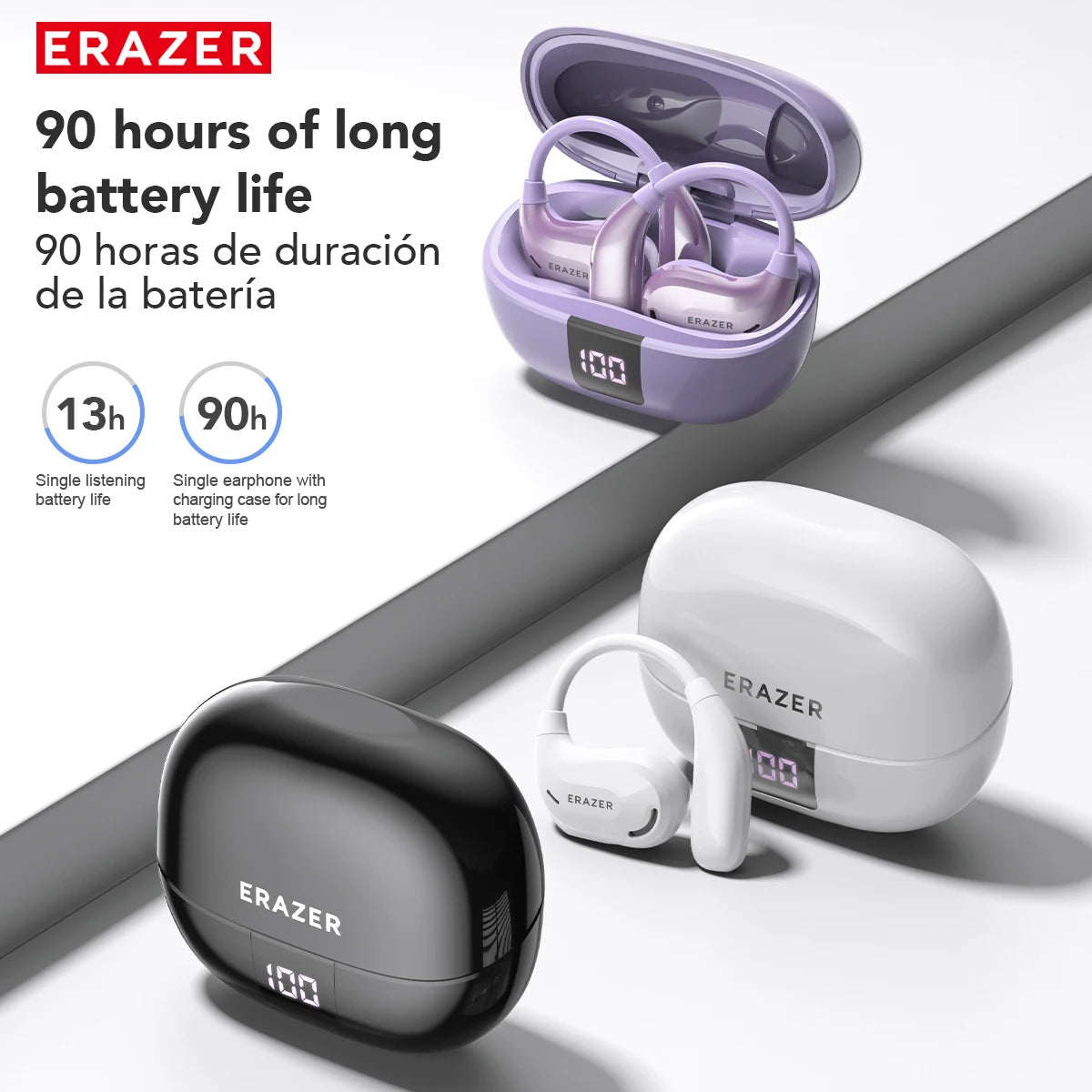 ERAZER XT66 Bluetooth Translator Earphone Wireless Headphones AI Translation Earbuds real-time Translate DIY Equalizer APP