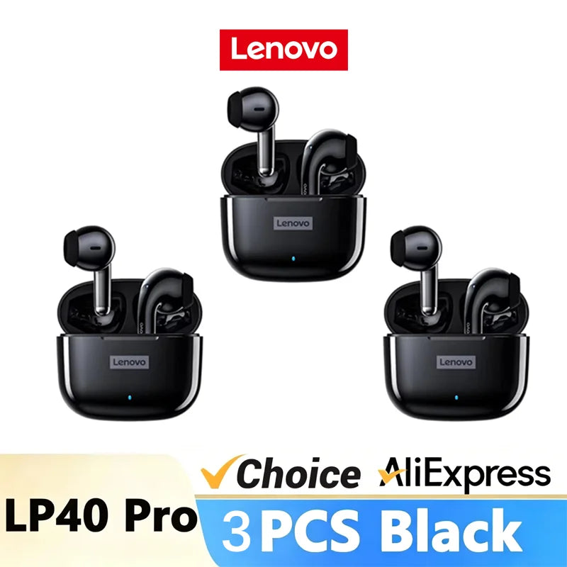 Lenovo LP40pro TWS Wireless Earbuds Bluetooth 5.3 HiFi Stereo Noise Reduction Sports Gaming Headphones for Running Travel Office