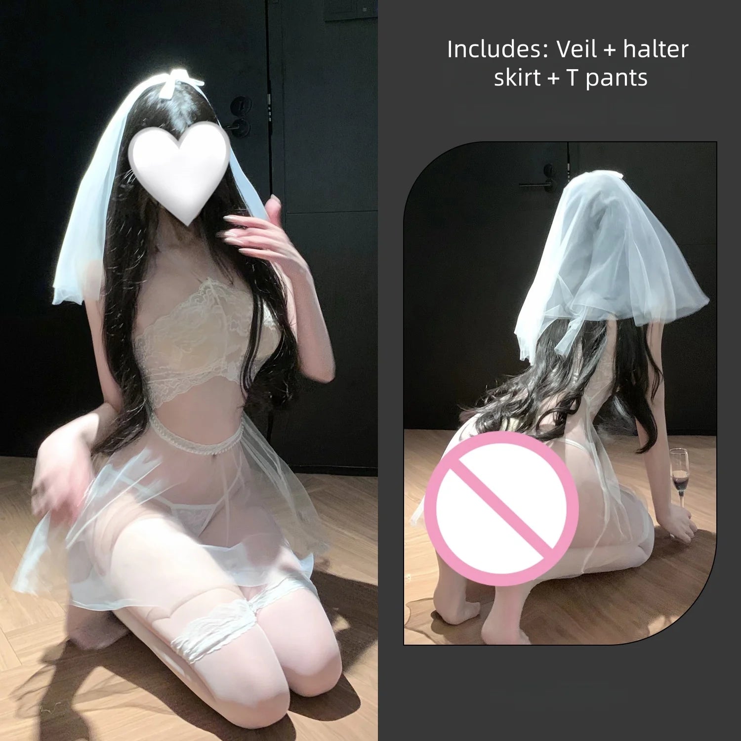 The New Style of Atmosphere, Pure Desire, Sexy Lace Nightdress, Perspective Sexy Lingerie, Free Hanging Neck Nightdress, Women