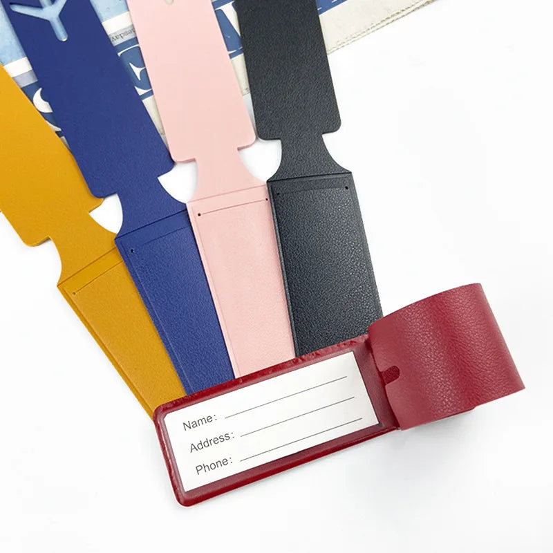 Fashion Cute PU Luggage Tags for Women & Men – Suitcase/Bag Tags with Name/ID/Address Label | Travel Accessories