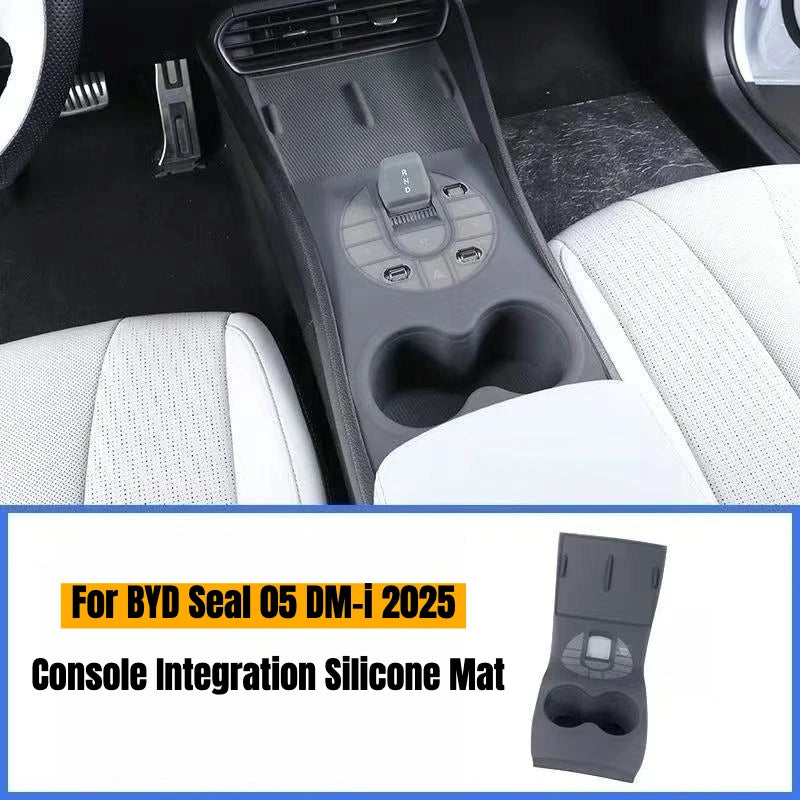 For BYD Seal 05 DM-i 2025 Electric Car Console Integration Silicone Mat Wireless Charging Gear Shift Cup Holder Protector Pad