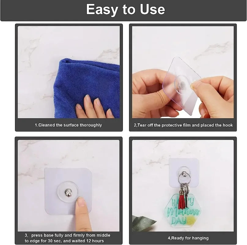 10/6/4/2Pcs Strong Adhesive Nails Wall Hooks Poster Screw Stickers Wall Hook Seamless Kitchen Bathroom Screw Hook Hanger Kit