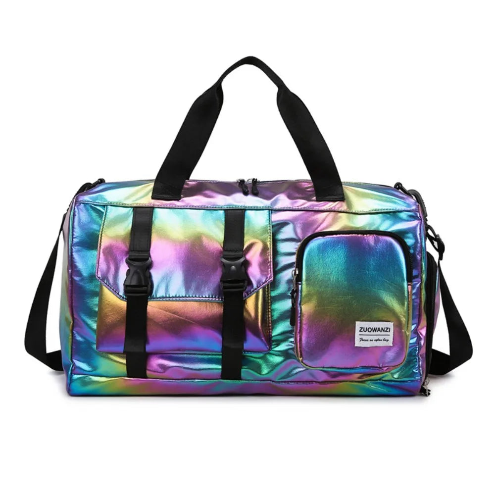 Pack Pearl Glossy Gym Bag Waterproof Large Capacity Fitness Training Handbag Carry-On Wet Dry Separation Travel Luggage Bag Yoga