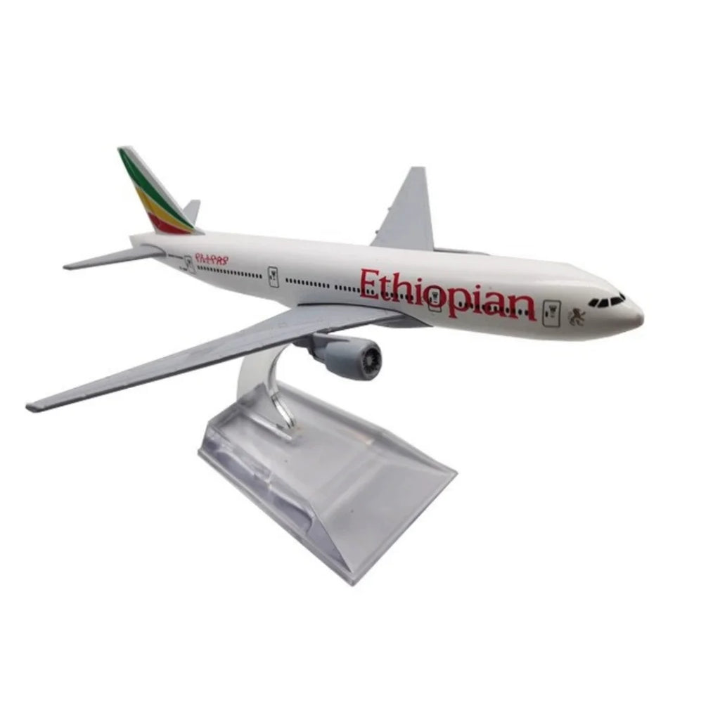 B777 Plane Airplane Model Aircraft Model 16cm Air Ethiopian Airways Diecast Alloy 1/400 Scale Model Planes With Stand Toys Child